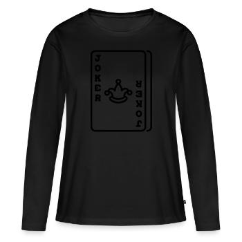 Joker Karte - Frauen Premium Bio Langarmshirt - Schwarz - Vorne - Julia (174cm)