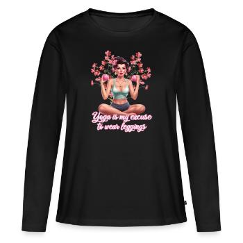 Yoga qoutes - Frauen Premium Bio Langarmshirt - Schwarz - Vorne - Julia (174cm)