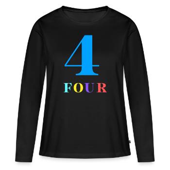 Four-4e anniversaire - T-shirt manches longues Premium bio Femme - noir - Devant - Julia (174cm)