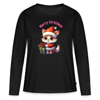 Merry Christmas - Frauen Premium Bio Langarmshirt - Schwarz - Vorne - Julia (174cm)