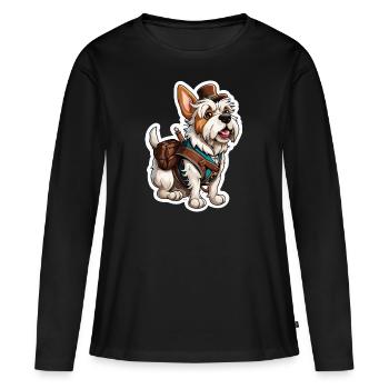 Lederhosen / Animal / Traditional costume / Tradition / Dog - Women's Premium Organic Long Sleeve Shirt - black - Front - Julia (174cm)