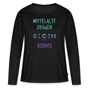 Mittelalte Frauen gegen Rechts MFGR2 - Frauen Premium Bio Langarmshirt - Schwarz - Vorne - Julia (174cm)