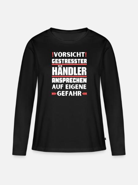 Gestresster Händler nicht ansprechen! - Frauen Premium Bio Langarmshirt - Schwarz