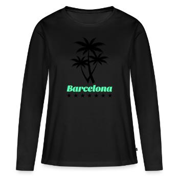 Barcelone - T-shirt manches longues Premium bio Femme - noir - Devant - Julia (174cm)