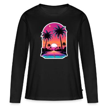 Miami Road into the Sunset 80s Synthwave Retro - Women's Premium Organic Long Sleeve Shirt - black - Front - Julia (174cm)