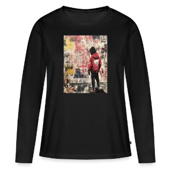 Banksy Style - Punk Street Art Graffiti - Women's Premium Organic Long Sleeve Shirt - black - Front - Julia (174cm)