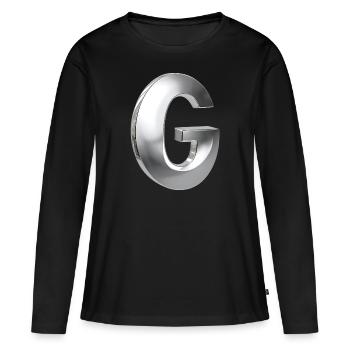 Chrome ,, G " Métallisé - T-shirt manches longues Premium bio Femme - noir - Devant - Julia (174cm)