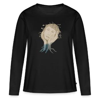 VISAGE ARBRE - T-shirt manches longues Premium bio Femme - noir - Devant - Julia (174cm)