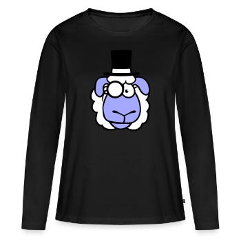 mouton M. Gentleman chapeau haut de forme Monocle lunettes - T-shirt manches longues Premium bio Femme - noir - Devant - Julia (174cm)