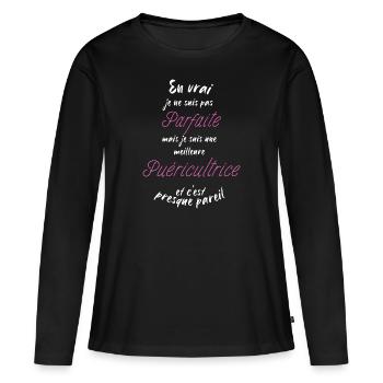 I am the best childcare worker - Women's Premium Organic Long Sleeve Shirt - black - Front - Julia (174cm)