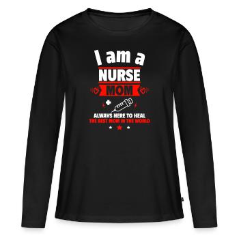 Mama Krankenschwester, Muttertagsgeschenk - Frauen Premium Bio Langarmshirt - Schwarz - Vorne - Julia (174cm)