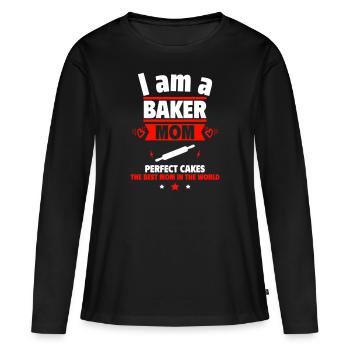 Mom Baker, Mother's Day Gift - Women's Premium Organic Long Sleeve Shirt - black - Front - Julia (174cm)