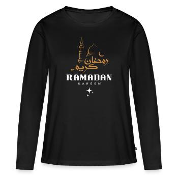 Ramadan Moubarak - T-shirt manches longues Premium bio Femme - noir - Devant - Julia (174cm)