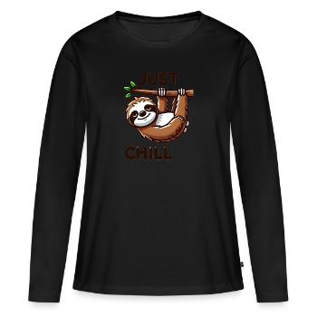Just Chill – Sloth on a branch - Women's Premium Organic Long Sleeve Shirt - black - Front - Julia (174cm)