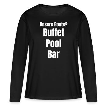Notre itinéraire est buffet, piscine et bar. - T-shirt manches longues Premium bio Femme - noir - Devant - Julia (174cm)