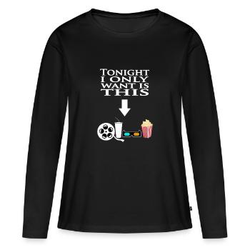 Cinéma Cinéma Soirée Passion - T-shirt manches longues Premium bio Femme - noir - Devant - Julia (174cm)