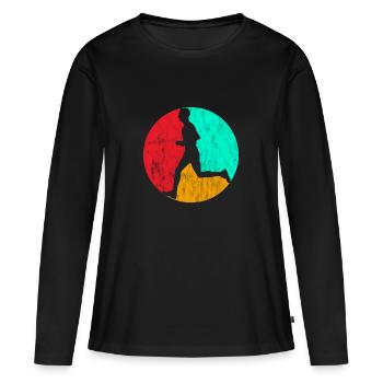Jogging cardio workout fitness sport - T-shirt manches longues Premium bio Femme - noir - Devant - Julia (174cm)