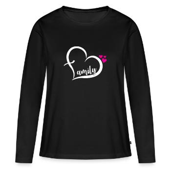 Cadeau de cohésion famille amour - T-shirt manches longues Premium bio Femme - noir - Devant - Julia (174cm)