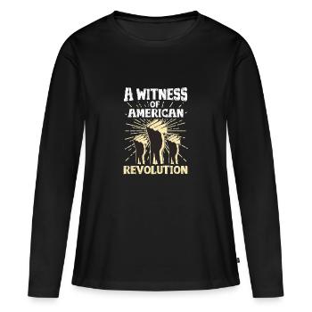 Histoire Révolution Usa - T-shirt manches longues Premium bio Femme - noir - Devant - Julia (174cm)