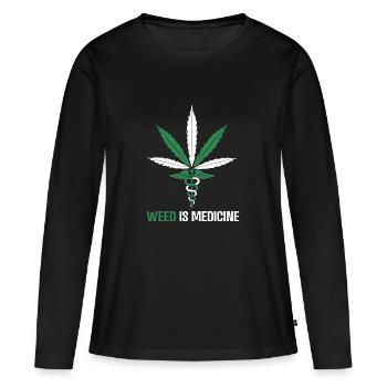 Weed is medicine - Women's Premium Organic Long Sleeve Shirt - black - Front - Julia (174cm)