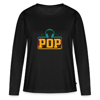 Écouteurs de musique pop - T-shirt manches longues Premium bio Femme - noir - Devant - Julia (174cm)