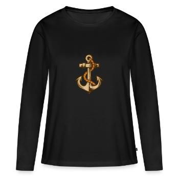 ancre - T-shirt manches longues Premium bio Femme - noir - Devant - Julia (174cm)