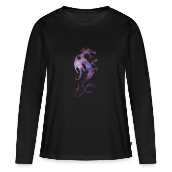 Galaxie Drache - Frauen Premium Bio Langarmshirt - Schwarz - Vorne - Julia (174cm)