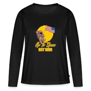 Space instead of war - Women's Premium Organic Long Sleeve Shirt - black - Front - Julia (174cm)
