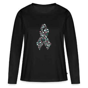 boucle de cancer - T-shirt manches longues Premium bio Femme - noir - Devant - Julia (174cm)