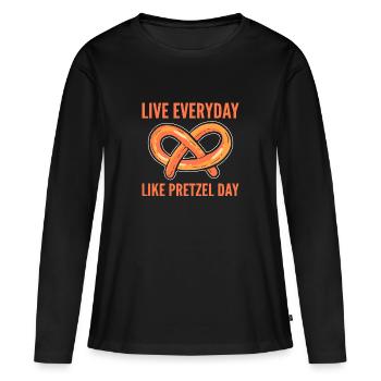 bretzel - T-shirt manches longues Premium bio Femme - noir - Devant - Julia (174cm)