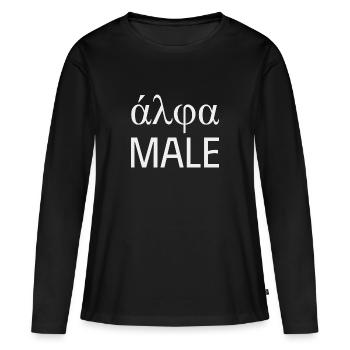 Lettre grecque alpha - T-shirt manches longues Premium bio Femme - noir - Devant - Julia (174cm)