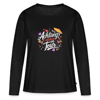 Mädels on Tour Achtung Frauen auf Tour - Frauen Premium Bio Langarmshirt - Schwarz - Vorne - Julia (174cm)