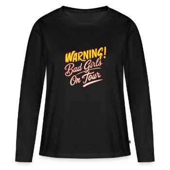 Mädchen on Tour Achtung Frauen auf Tour - Frauen Premium Bio Langarmshirt - Schwarz - Vorne - Julia (174cm)