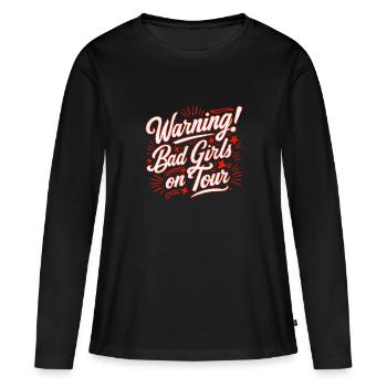 Mädchen on Tour Achtung Frauen auf Tour - Frauen Premium Bio Langarmshirt - Schwarz - Vorne - Julia (174cm)