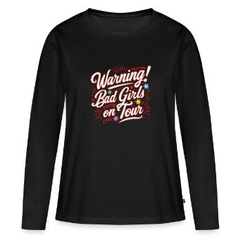 Mädchen on Tour Achtung Frauen auf Tour - Frauen Premium Bio Langarmshirt - Schwarz - Vorne - Julia (174cm)