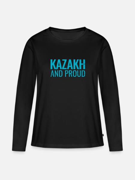Kazakh And Proud Kasachstan Kasachisch Kasache - Frauen Premium Bio Langarmshirt - Schwarz