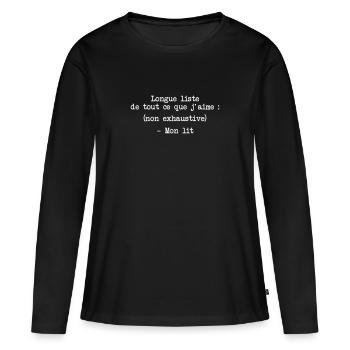 Longue liste de tout ce que j'aime - T-shirt manches longues Premium bio Femme - noir - Devant - Julia (174cm)