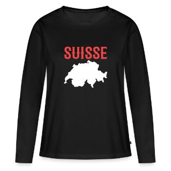Suisse Suisse Suisse Allemande - T-shirt manches longues Premium bio Femme - noir - Devant - Julia (174cm)