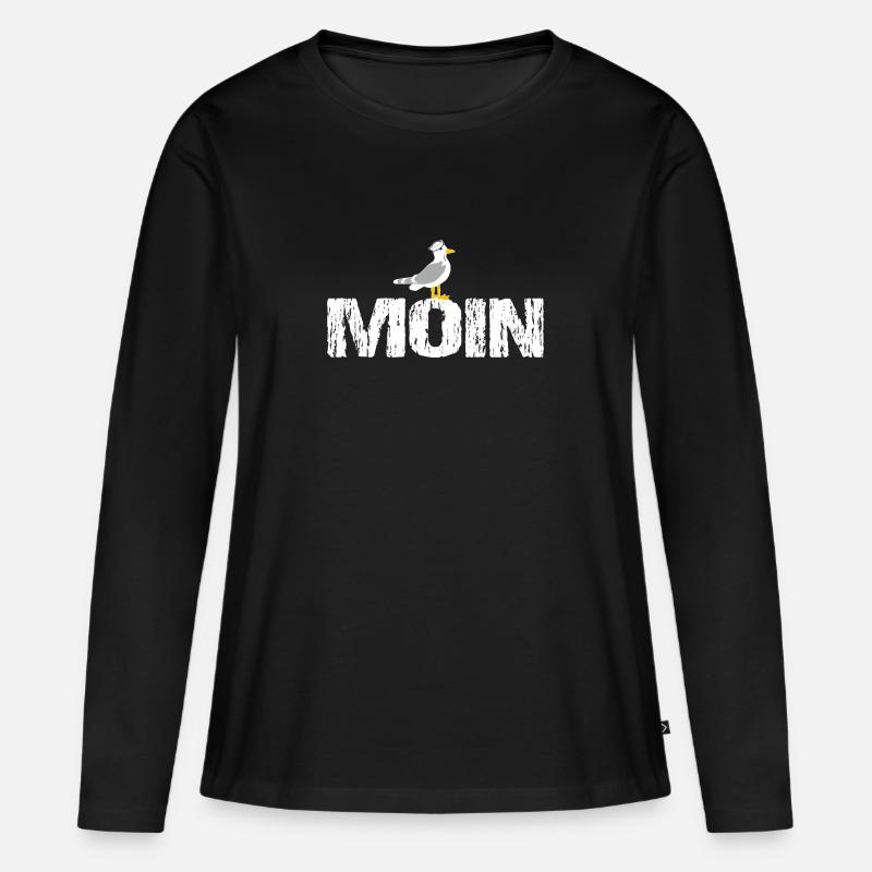 Moin - Frauen Premium Bio Langarmshirt - Schwarz