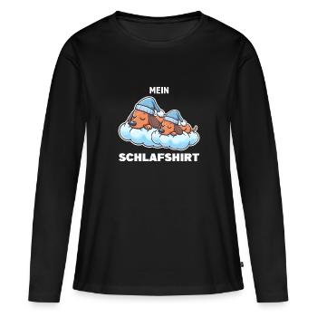 Schlafshirt Dachshund Schlafanzug Geschenk - Frauen Premium Bio Langarmshirt - Schwarz - Vorne - Julia (174cm)