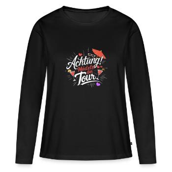 Mädels on Tour Achtung Frauen auf Tour - Frauen Premium Bio Langarmshirt - Schwarz - Vorne - Julia (174cm)