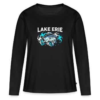 Grands Lacs - T-shirt manches longues Premium bio Femme - noir - Devant - Julia (174cm)