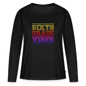 6. Klasse - Frauen Premium Bio Langarmshirt - Schwarz - Vorne - Julia (174cm)