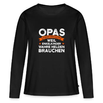 Opa Großvater Großväter Geschenk - Frauen Premium Bio Langarmshirt - Schwarz - Vorne - Julia (174cm)