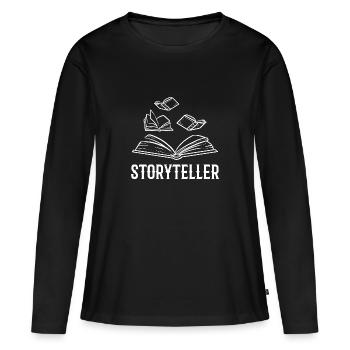 Autor - Frauen Premium Bio Langarmshirt - Schwarz - Vorne - Julia (174cm)