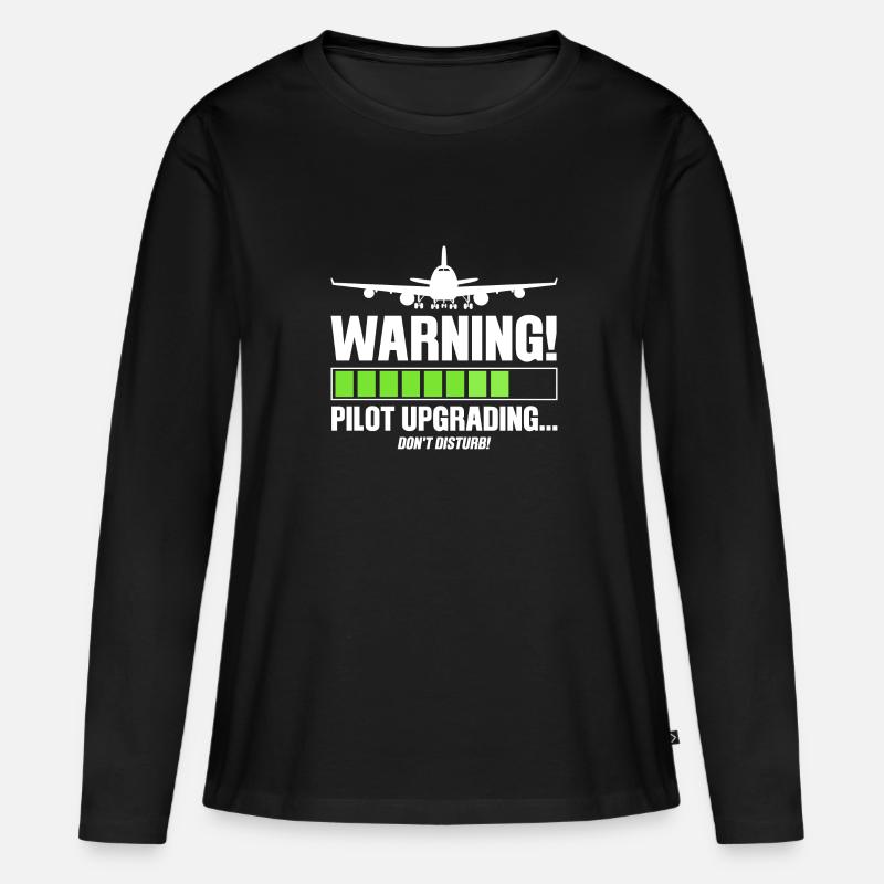 Pilot Pilot Flugzeug Geschenk - Frauen Premium Bio Langarmshirt - Schwarz