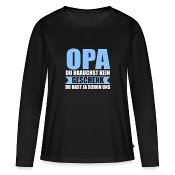 Opa Großvater Großväter Geschenk - Frauen Premium Bio Langarmshirt - Schwarz - Vorne - Julia (174cm)