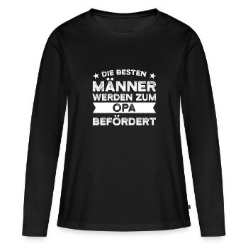 Opa Großvater Großväter Geschenk - Frauen Premium Bio Langarmshirt - Schwarz - Vorne - Julia (174cm)