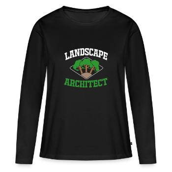 architecture - T-shirt manches longues Premium bio Femme - noir - Devant - Julia (174cm)