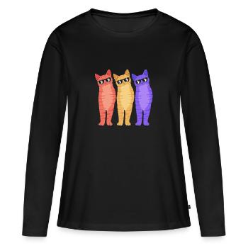 Tabby Cat - Women's Premium Organic Long Sleeve Shirt - black - Front - Julia (174cm)